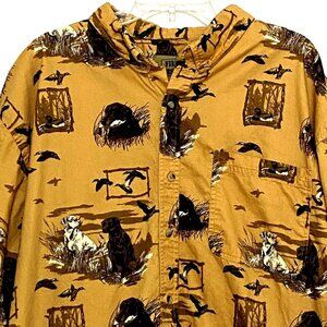 Vintage Outdoor Life Field Tested Button Front Shirt Mens 4X Yellow Hunting Dogs